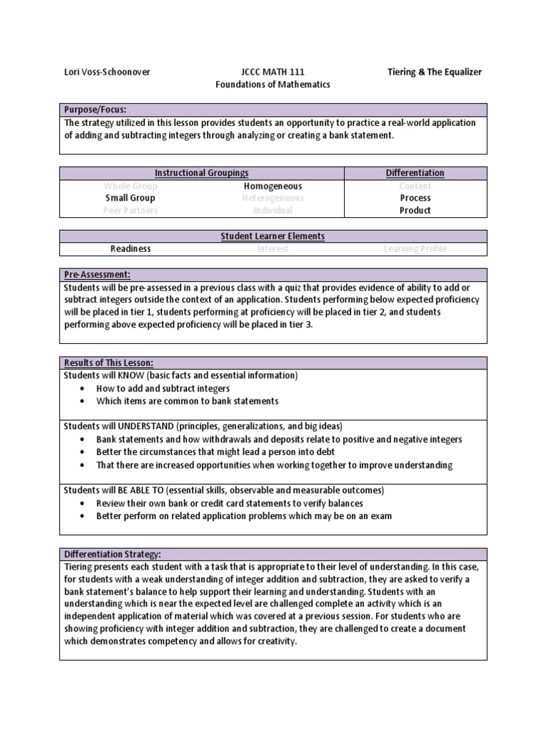 Tiering & The Equalizer PDF Educational Psychology Pedagogy