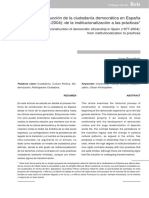 La Construcción de La Ciudadanía Democrática en España (1977-2004) : de La Institucionalización A Las Prácticas