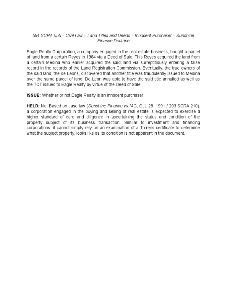 Eagle Realty Corp Vs Republic PDF
