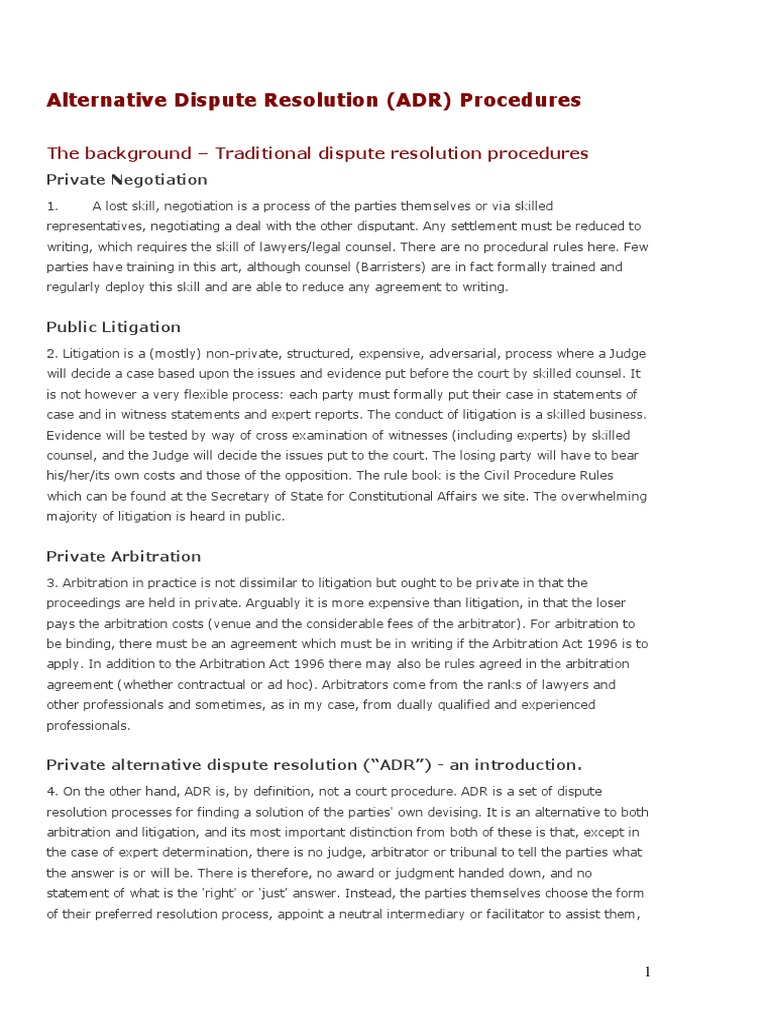 Understanding Alternative Dispute Resolution | PDF | Alternative ...