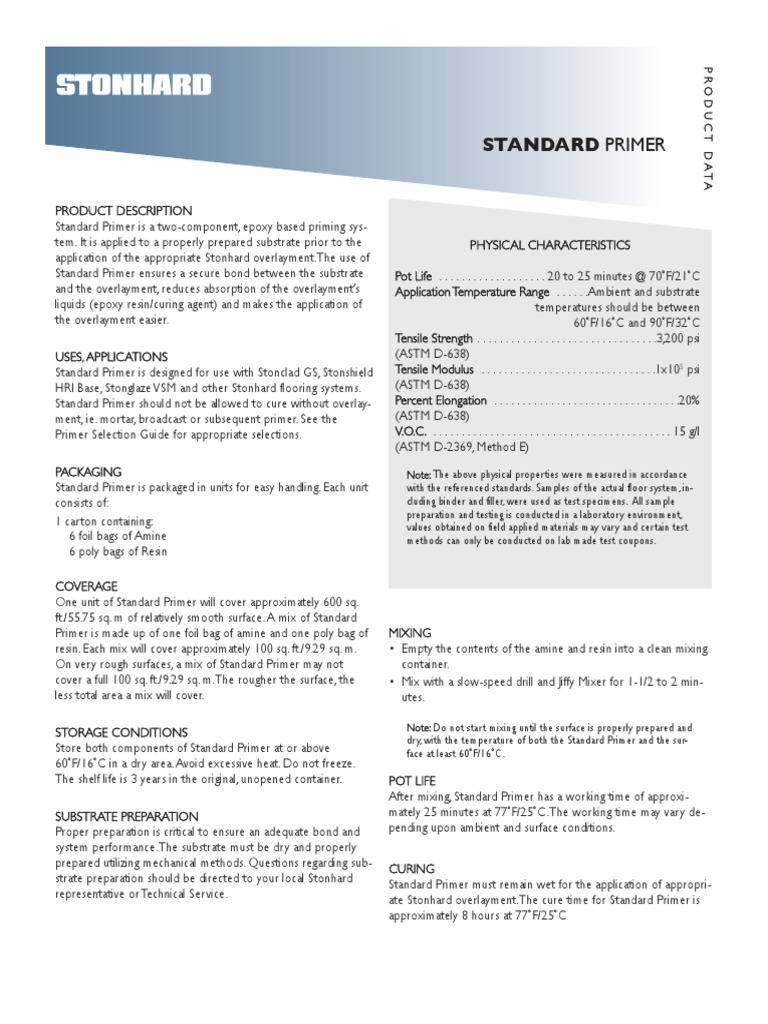 Standard Primer Product Data PDF | PDF | Epoxy | Materials