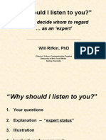 Why Should I Listen To You? by Will Rifkin, PHD