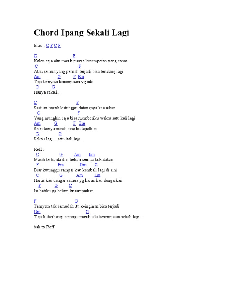Chord Ipang Sekali Lagi