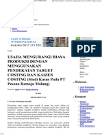 Usaha Mengurangi Biaya Produksi Dengan Menggunakan Pendekatan Target Costing Dan Kaizen Costing (Studi Kasus Pada PT Pesona Remaja Malang)