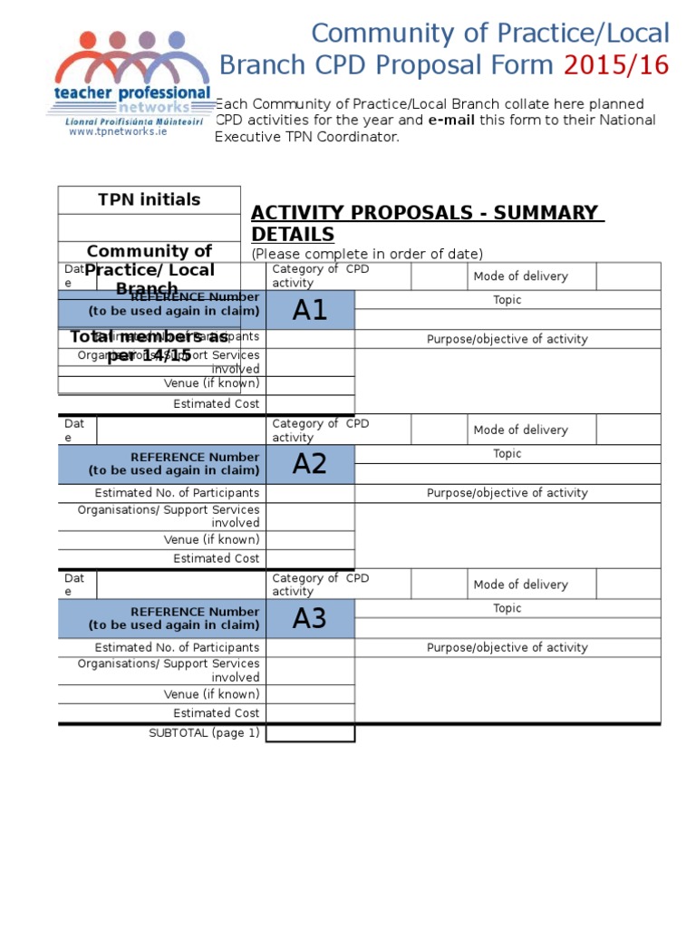 CPD Activity Proposal Summary Form | PDF | Disabled Sports | Sports