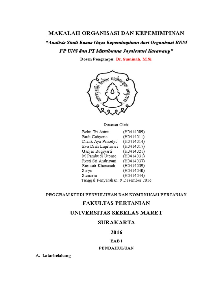 Makalah Organisasi Dan Kepemimpinan