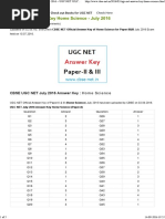 UGC NET Answer Key Home Science - July 2016 ~ UGC NET JULY 2016 _ CBSE-NET