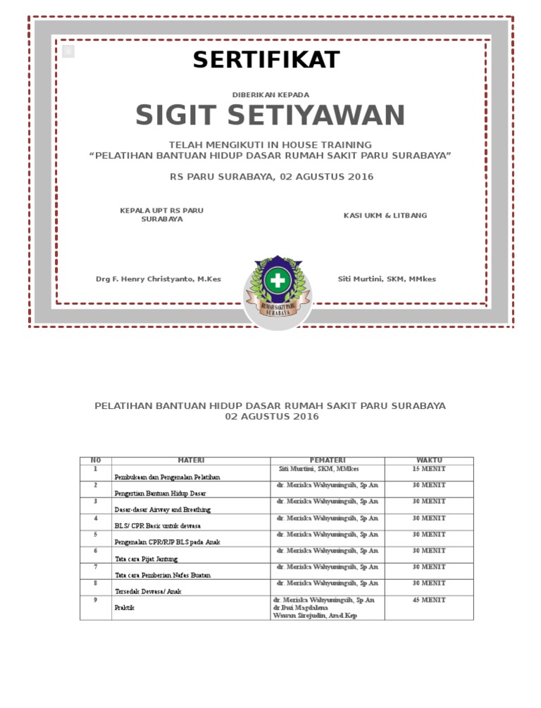 Sertifikat Bantuan Hidup Dasar II