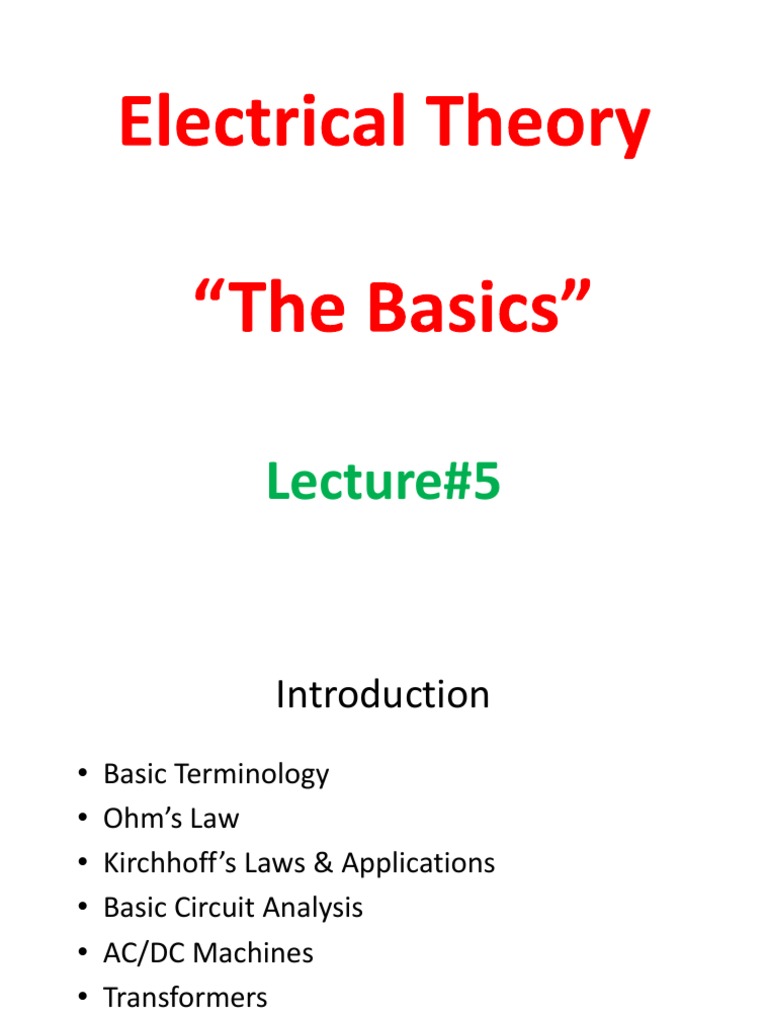 Basic Electrical Theory PDF Induction Electric