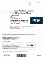 American Academy Larnaca Year 4 Final Exam/Mock: Physics