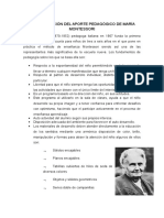 Interpretación Del Aporte Pedagógico de María Montessori