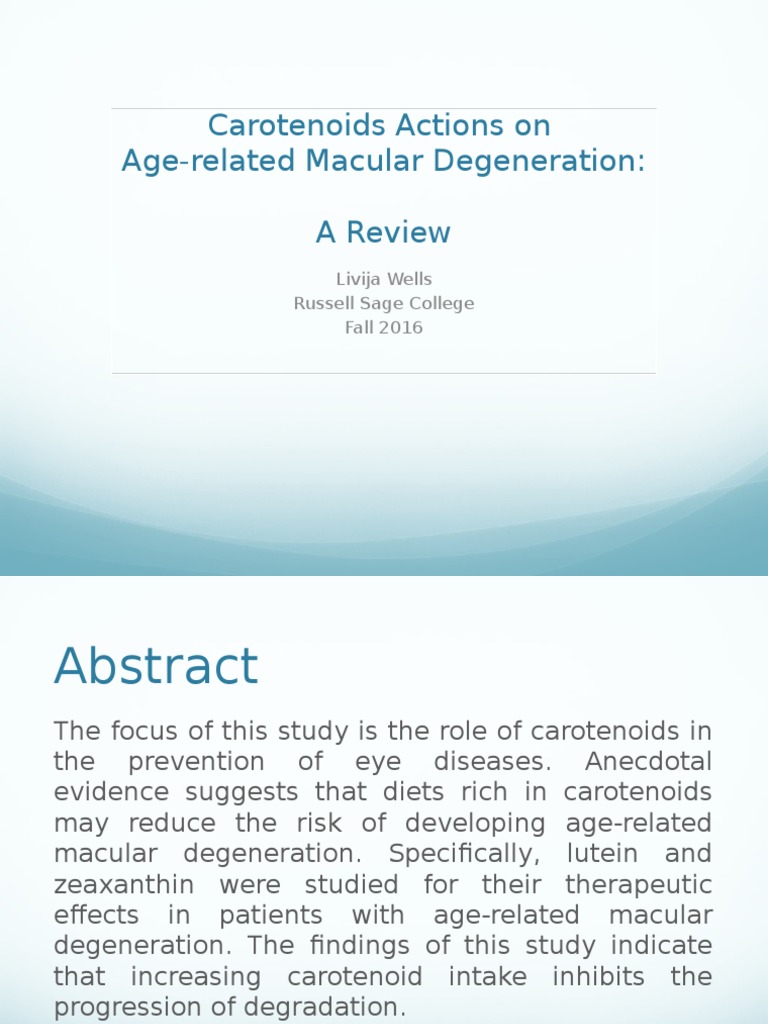 Carotenoids Actions On AgeRelated Macular Degeneration A Review PDF