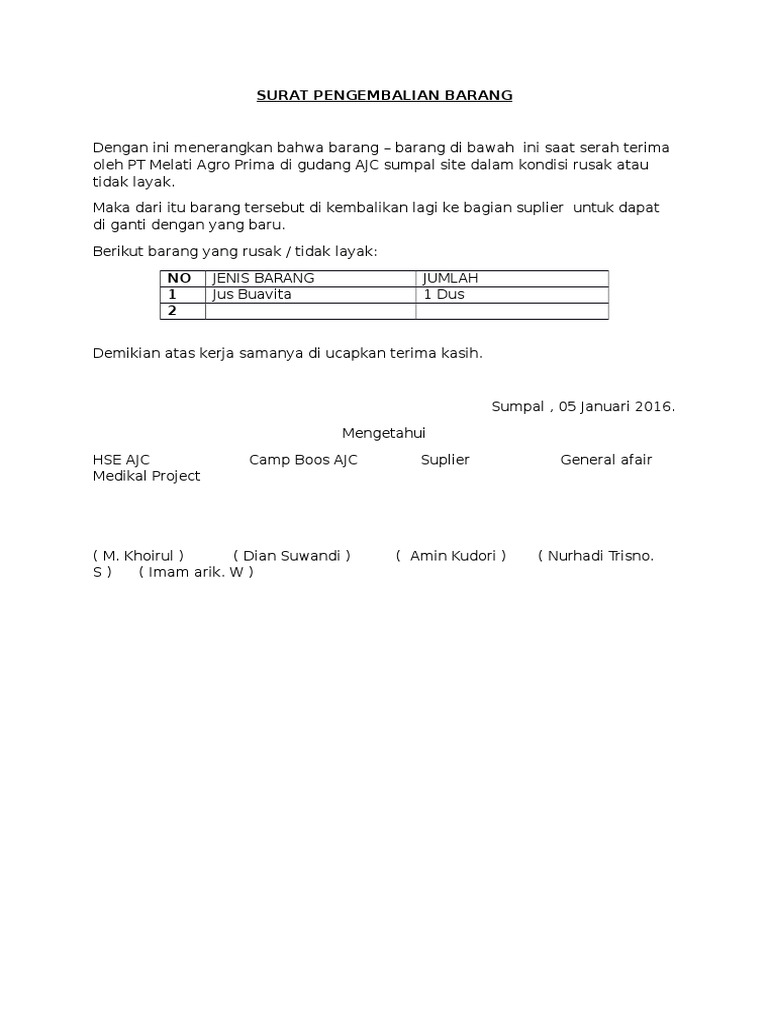 Dapatkan 12+ Contoh Surat Permohonan Pengembalian Barang ✅