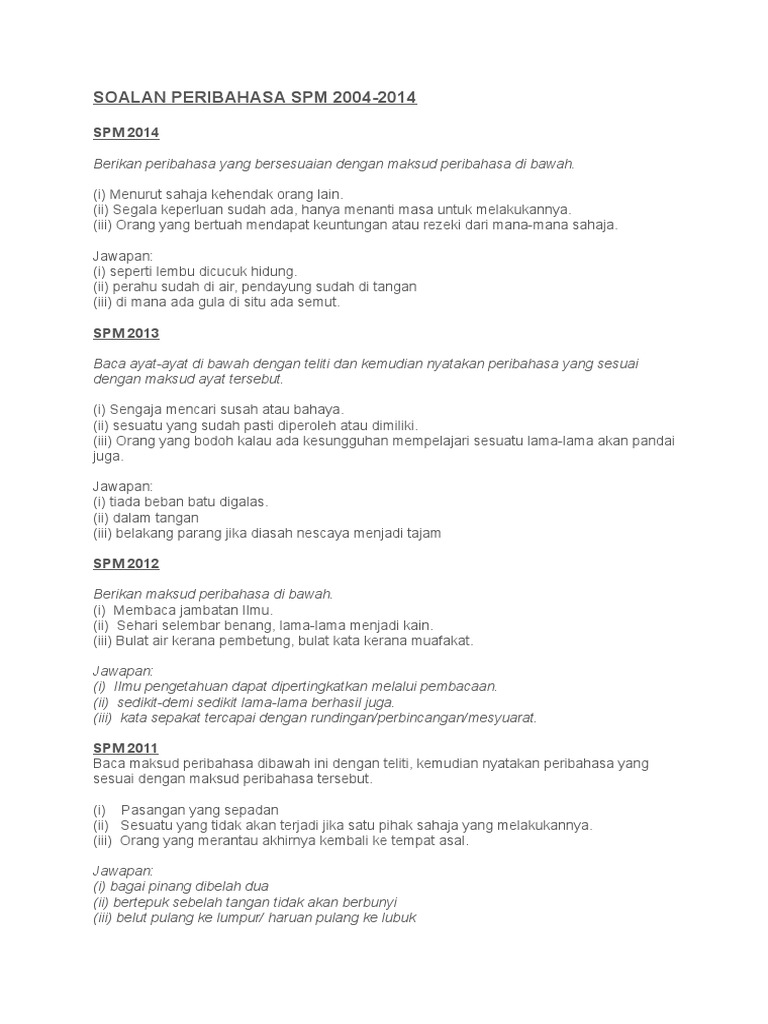 Soalan Peribahasa Pdf