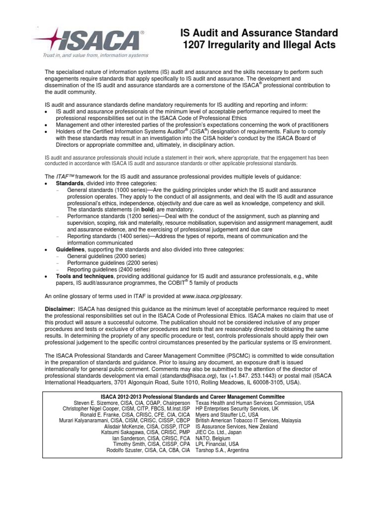 1207 Irregularity and Illegal Acts | PDF | Audit | Business