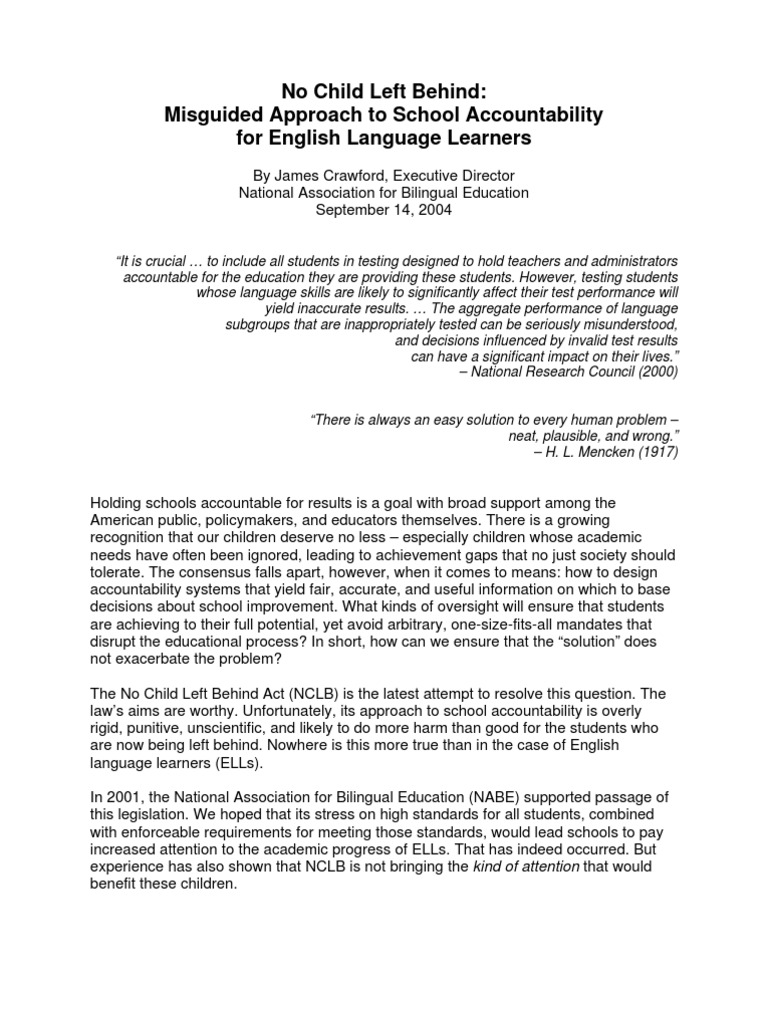 NCLB's Flaws for English Language Learners | PDF | No Child Left Behind ...