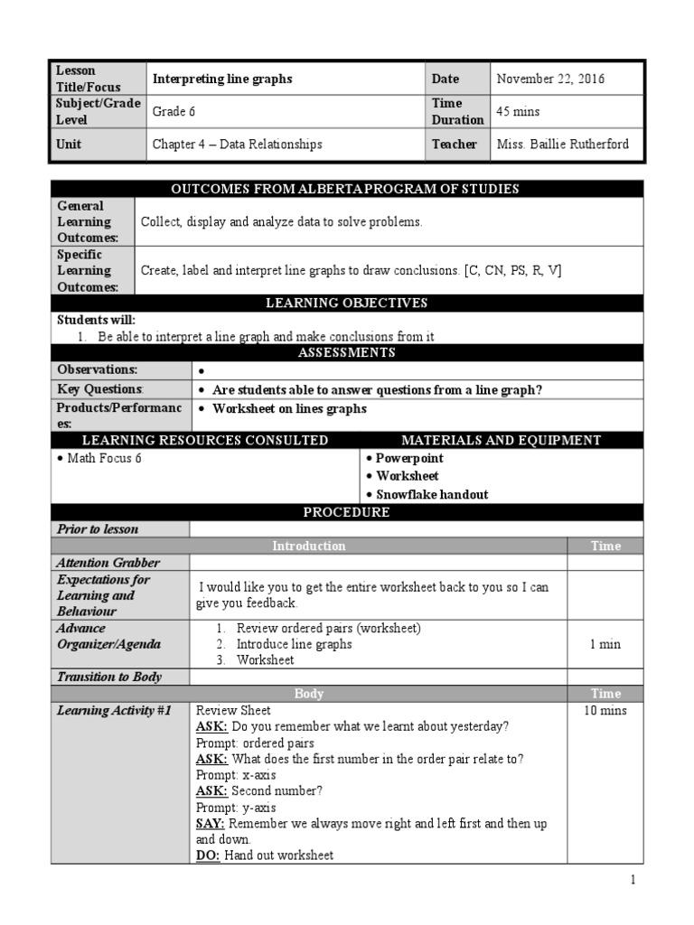 Interpreting Line Graphs for Grade 6 | PDF