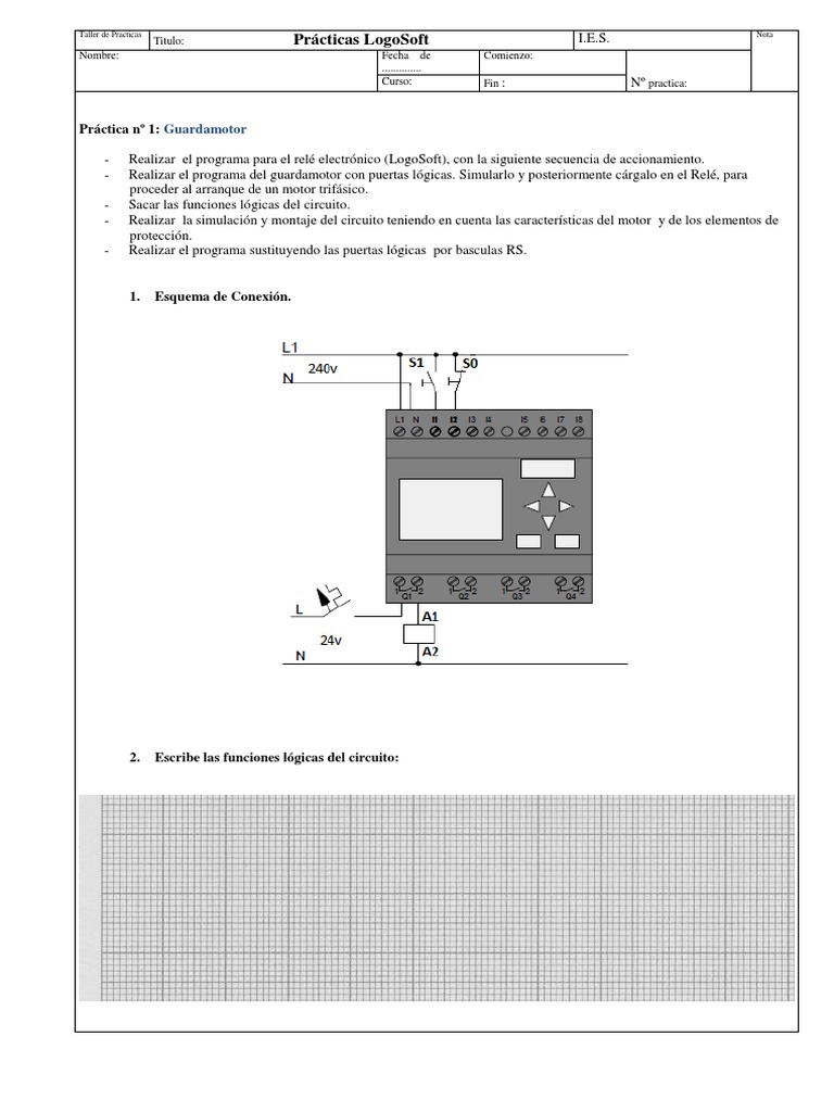 Prácticas de Automatización con LogoSoft | PDF | Puerta lógica | Relé