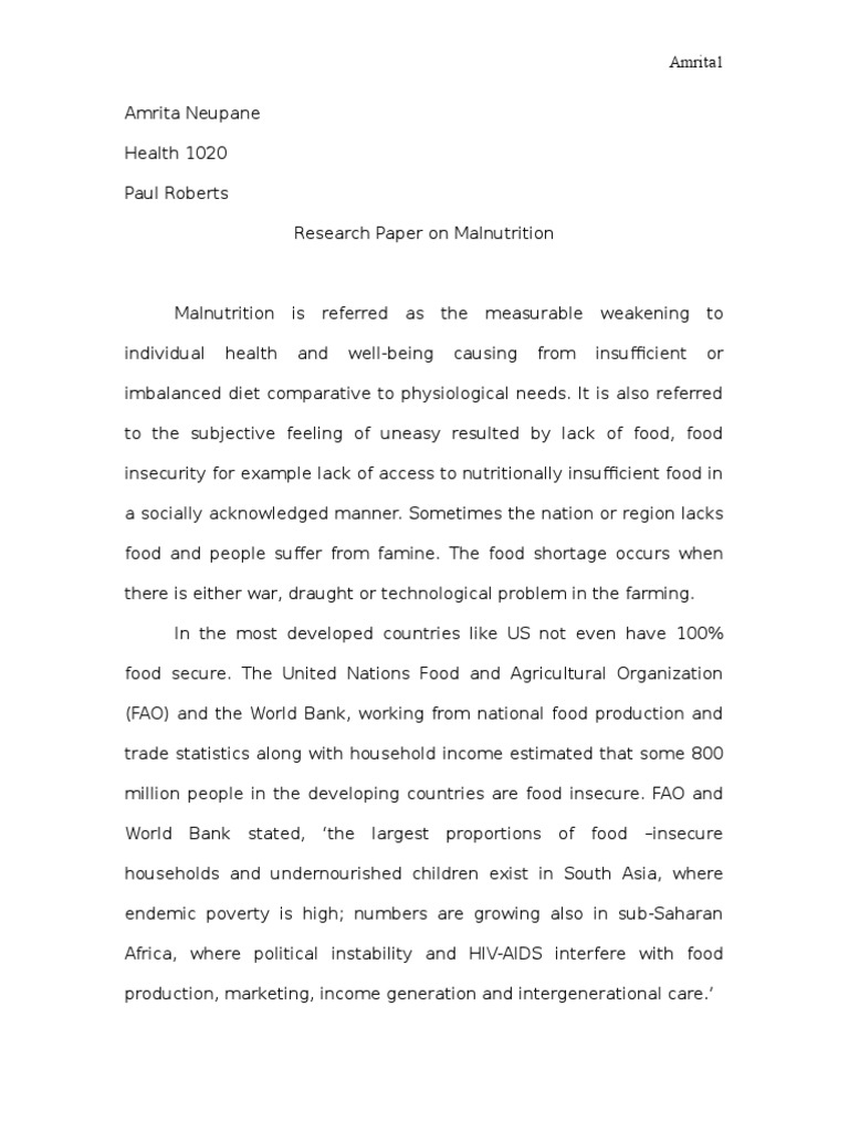 malnutrition research paper introduction