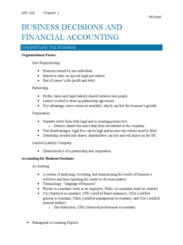 AFA 100: Financial Accounting Basics | PDF | Balance Sheet | Cash Flow ...