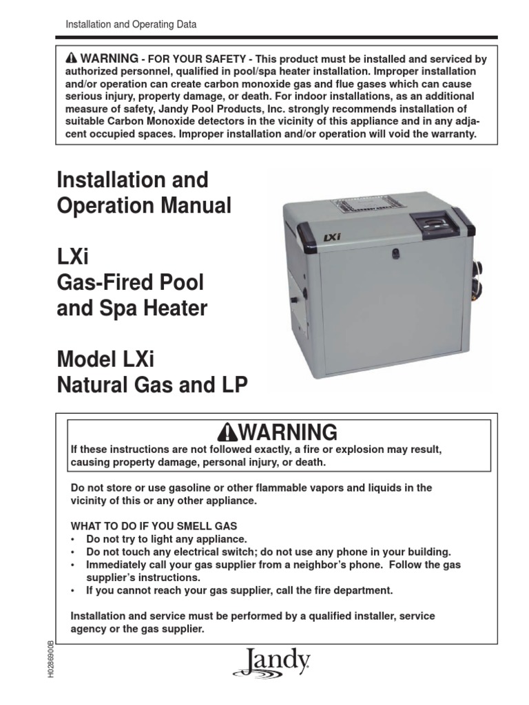 Jandy Heaters LXI Manual PDF Hvac Valve