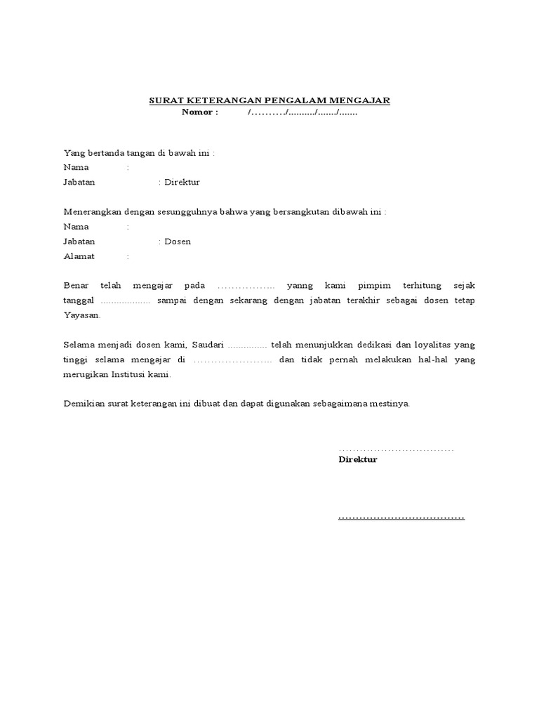 Contoh Format Surat Permohonan Tauliah Mengajar Sekolah