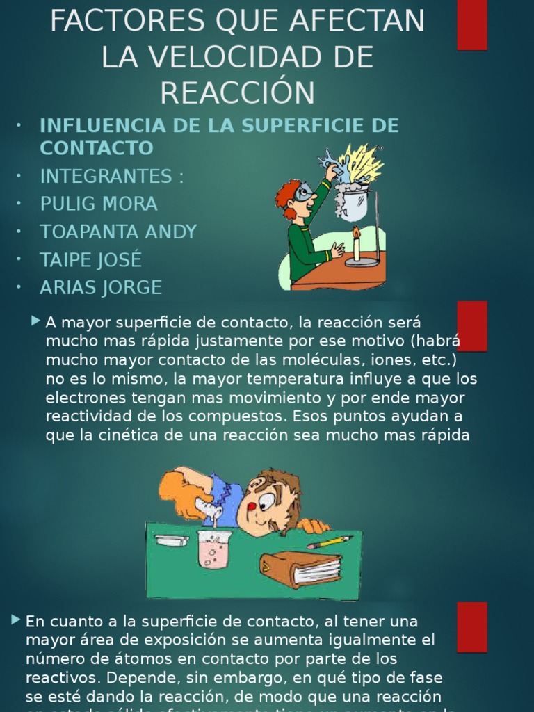 Factores Que Afectan La Velocidad de Reacción