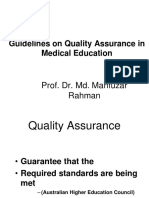 Guidelines On Quality Assurance in Medical Education: Prof. Dr. Md. Mahfuzar Rahman