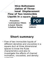 A Lattice Boltzmann Simulation of Three-Dimensional Displacement Flow of Two Immiscible Liquids in