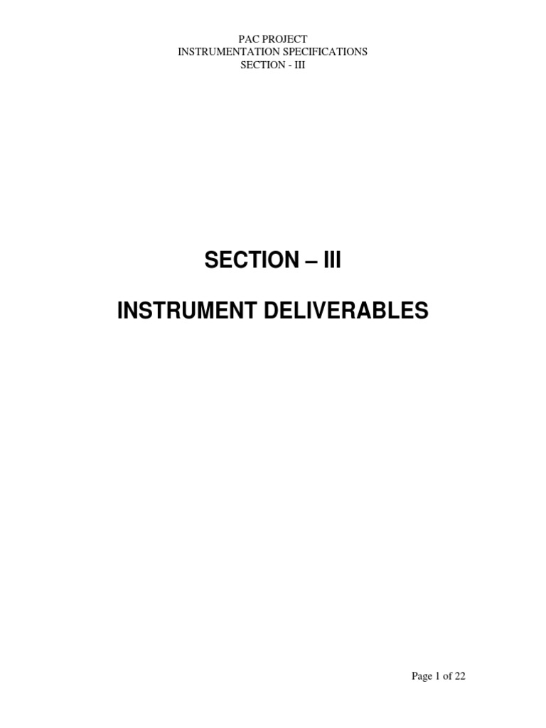 PAC Project Instrumentation Specs Overview | PDF | Instrumentation ...