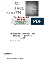 DIGITAL CONTROL SYSTEM STATE SPACE EQUATIONS