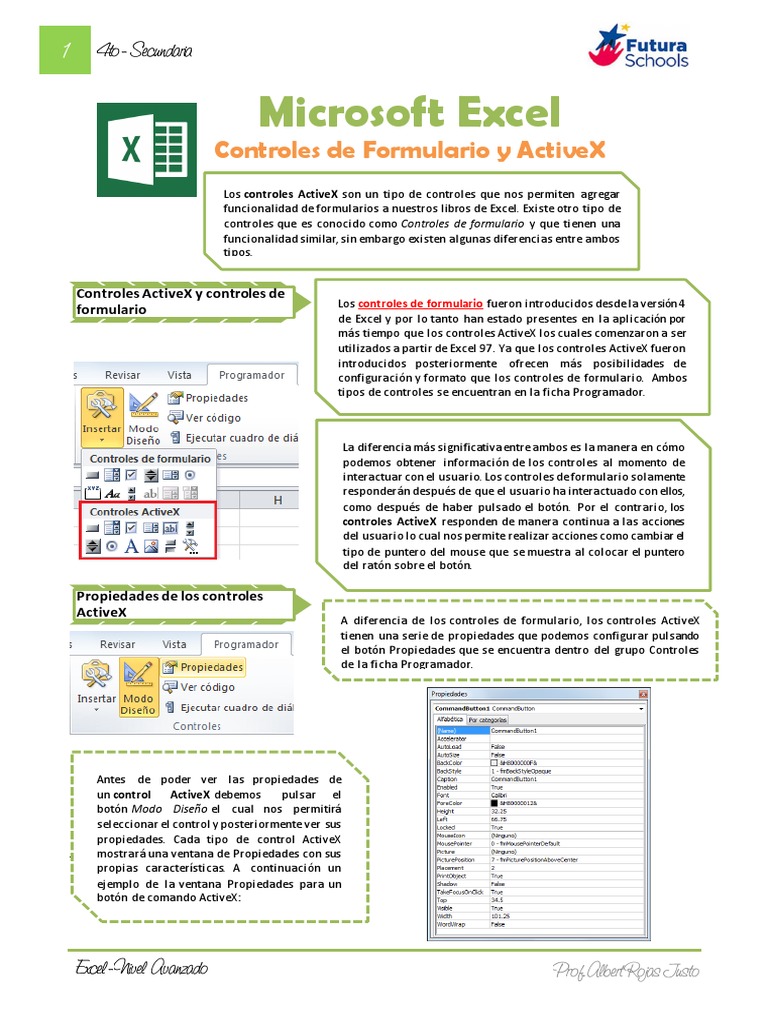 1 Controles de Formulario y Activex PDF Microsoft Excel Ventana