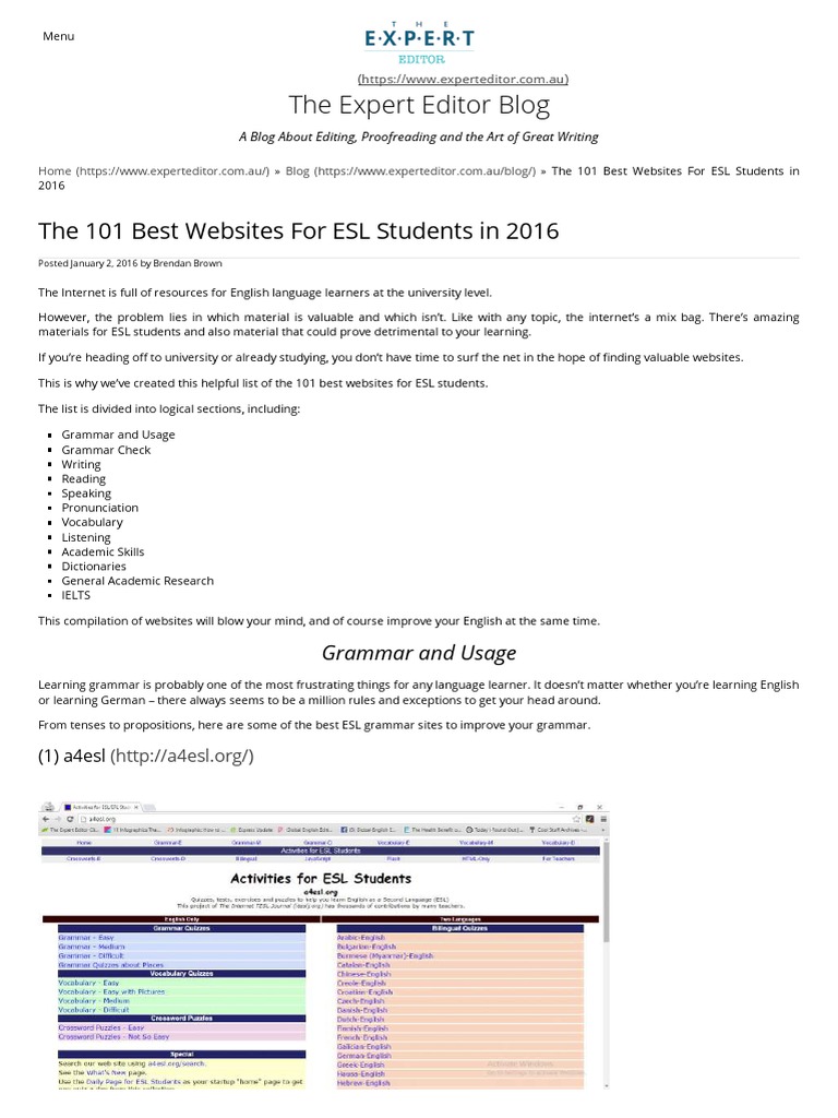 The 101 Best sites For Esl Students in 2016 PDF International