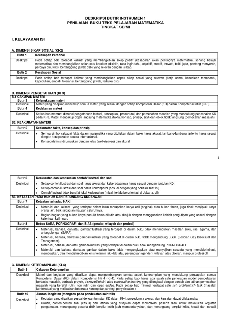 Download Deskripsi Instrumen 2 Penilaian Buku Teks
