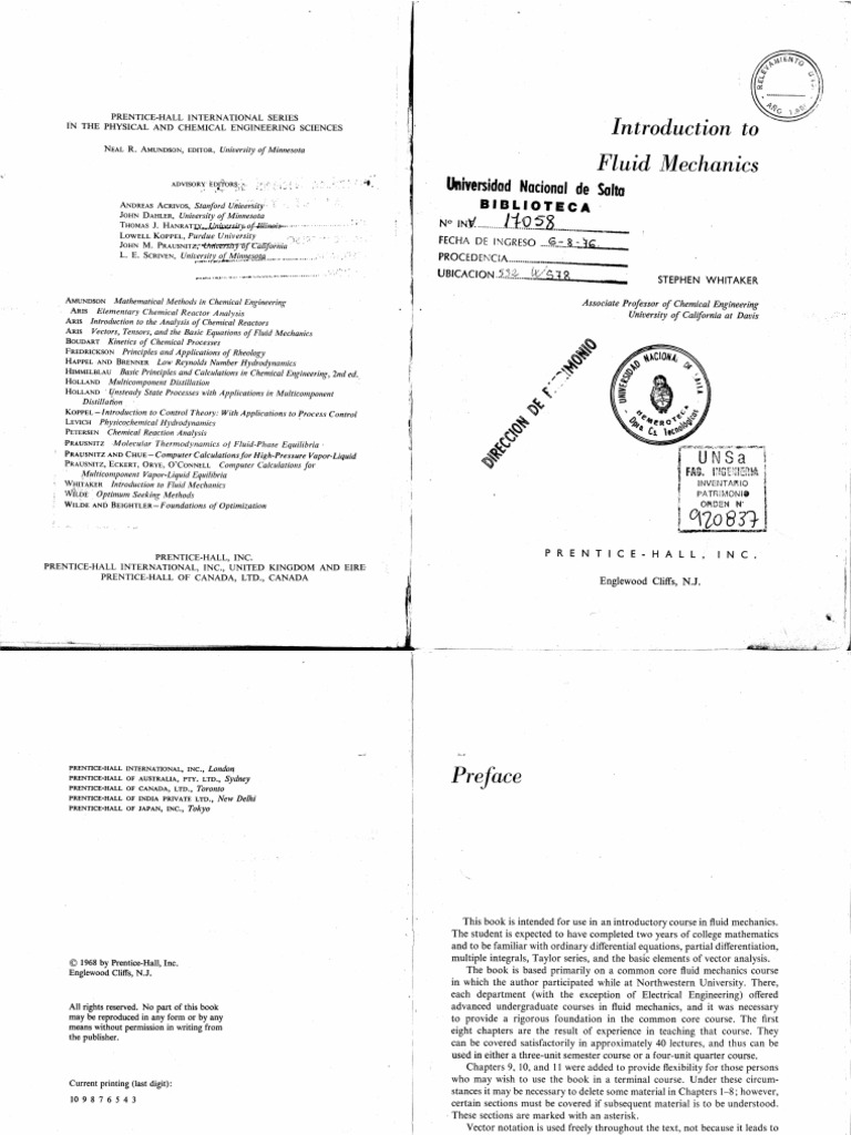 Introduction To Fluid Mechanics - Whitaker | PDF