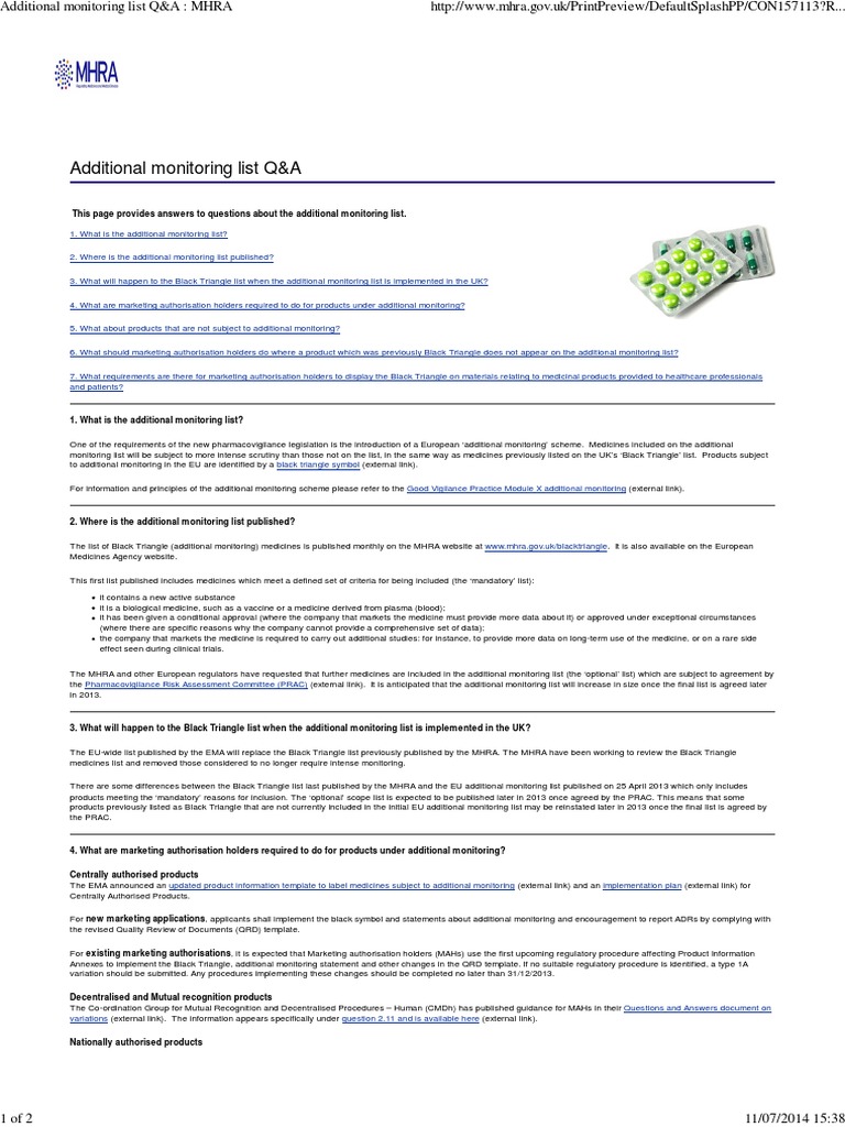 Understanding the Additional Monitoring List | PDF | Pharmacovigilance ...