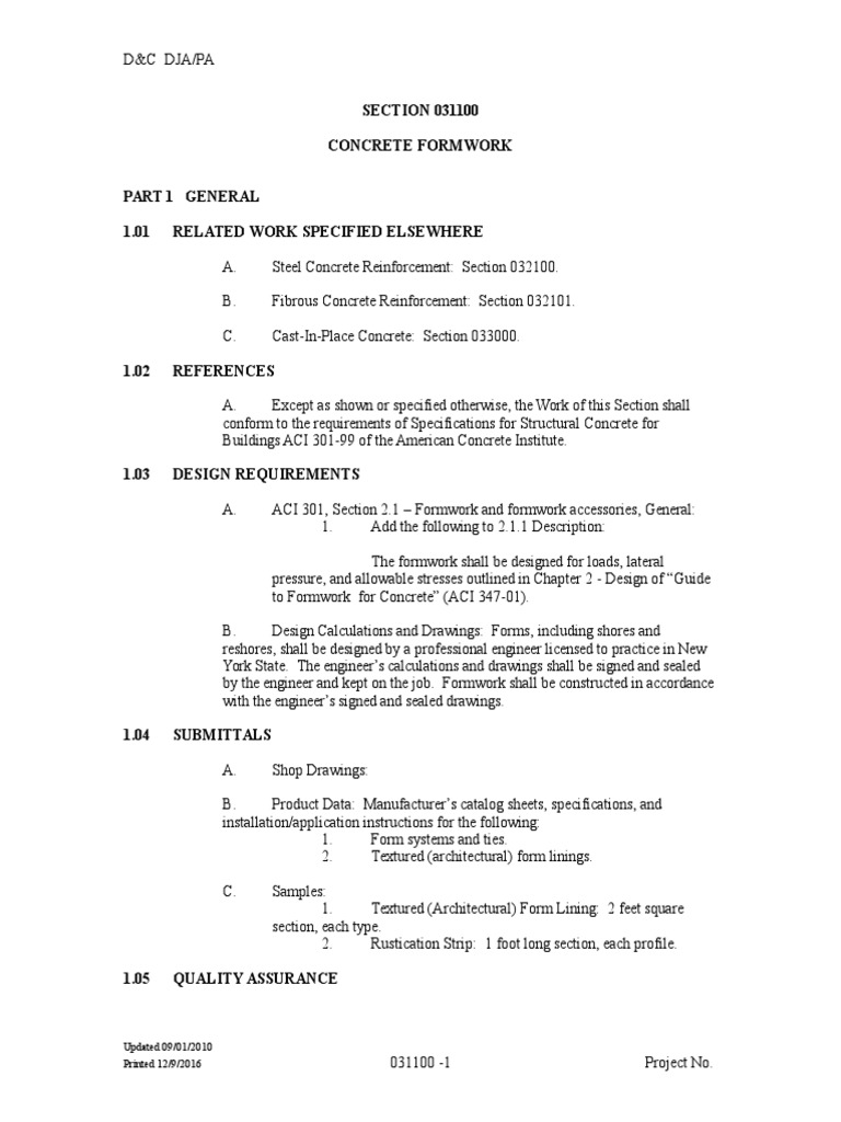 Concrete Formwork Specifications Guide | PDF | Computers