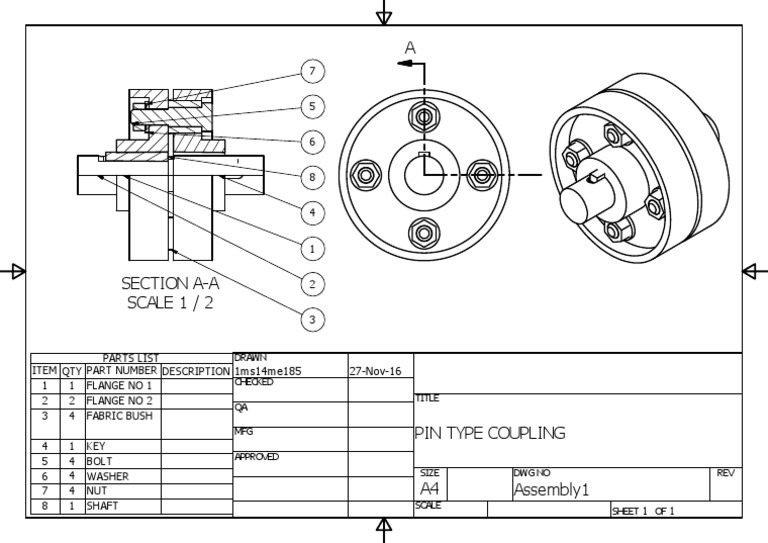 Pin Type Coupling Parts List | PDF