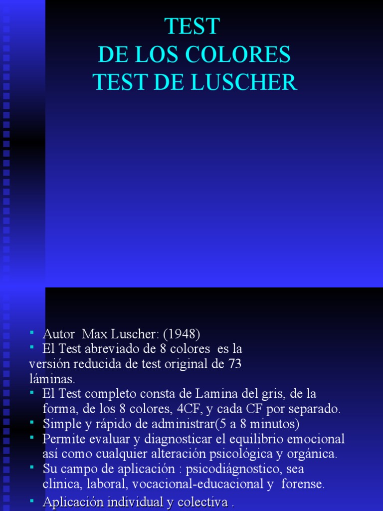 Test de Lüscher: Interpretación de Colores | PDF | Color | Azul