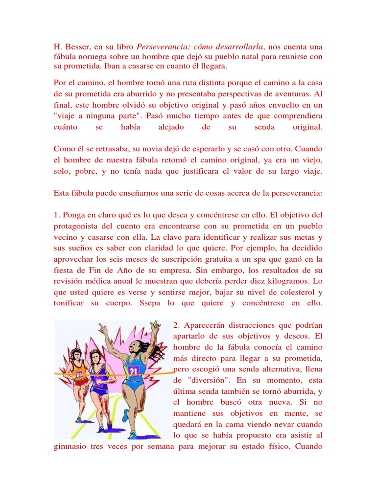 Lecciones sobre la perseverancia | PDF | Fábula | Toma de decisiones