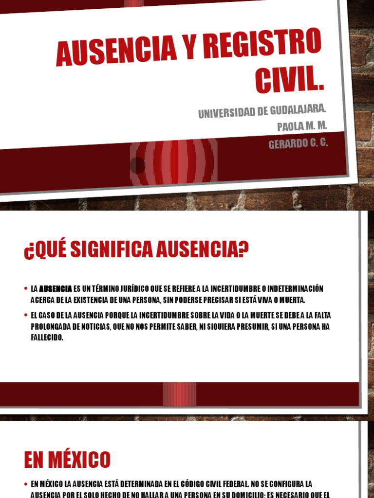 Ausencia y Registro Civil en el estado de Jalisco