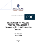 Planejamento, Projeto Político Pedagógico e Organização Curricular Do Ensino PDF