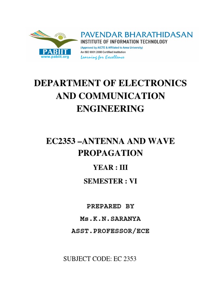 EC2353 ANTENNA AND WAVE PROPAGATION NOTES PDF Antenna (Radio