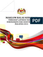 Maklum Balas Kerajaan Terhadap Laporan Tahunan SUHAKAM 2014