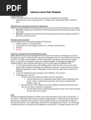 literacy lesson plan
