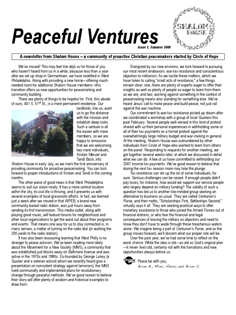 Shalom House Newsletter: Community Update | PDF | Refugee | United ...