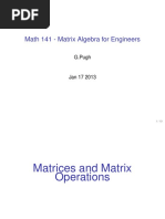 Math 141 - Matrix Algebra For Engineers: G.Pugh