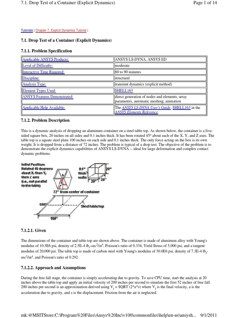 Ansys Tutorial For Explicit Dynamics Tutorial | PDF | Parameter ...
