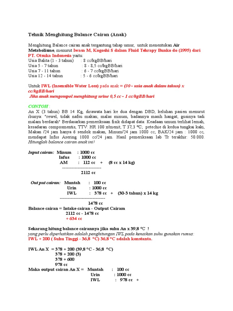Tehnik Menghitung Balance Cairan