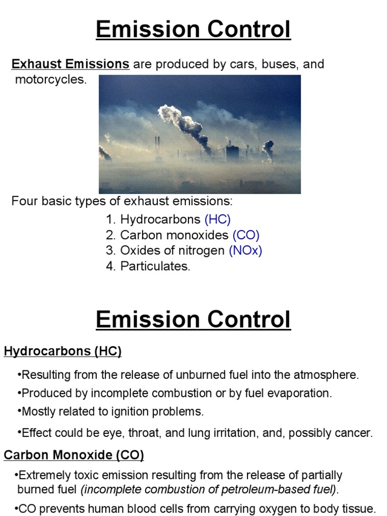 Emission Control: Exhaust Emissions Are Produced by Cars, Buses, and ...
